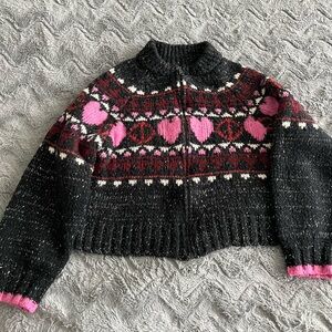 Anthropologie wool cotton blend zip up sweater cardigan S